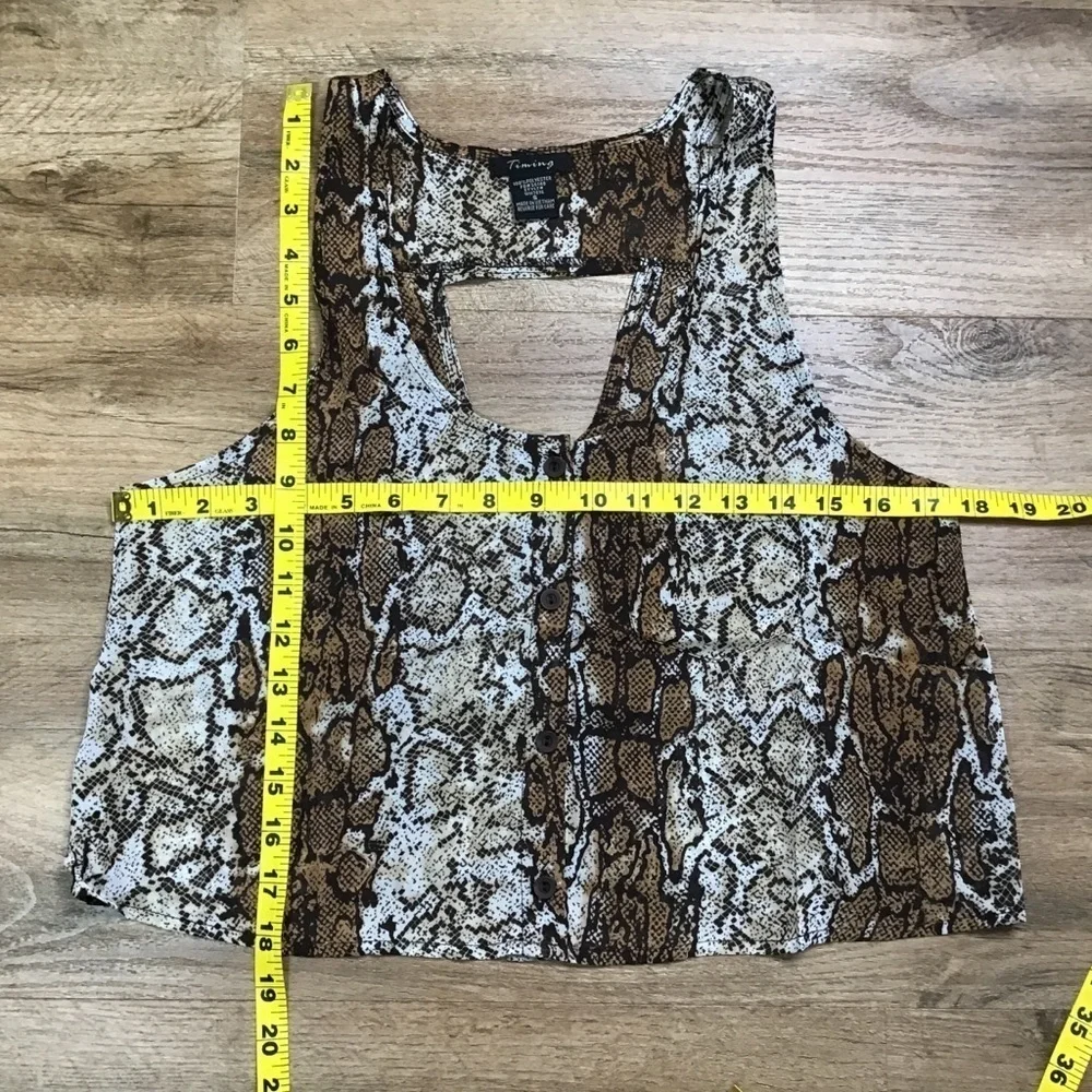 Nwot Timing Tank Top Size Small Crop Snakeskin Animal Print Black Brown - Picture 10 of 10